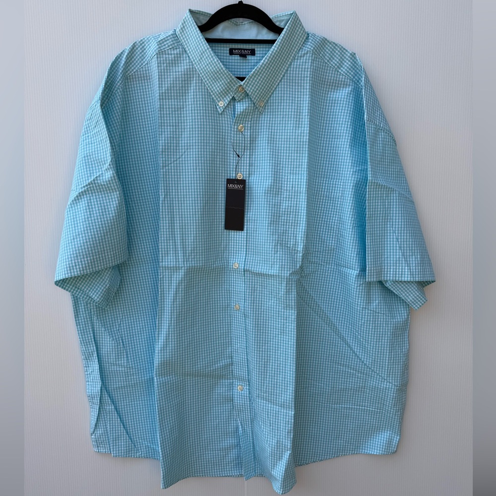 Mix & NY 4XL Short Sleeve Button Down Plaid Shirt.